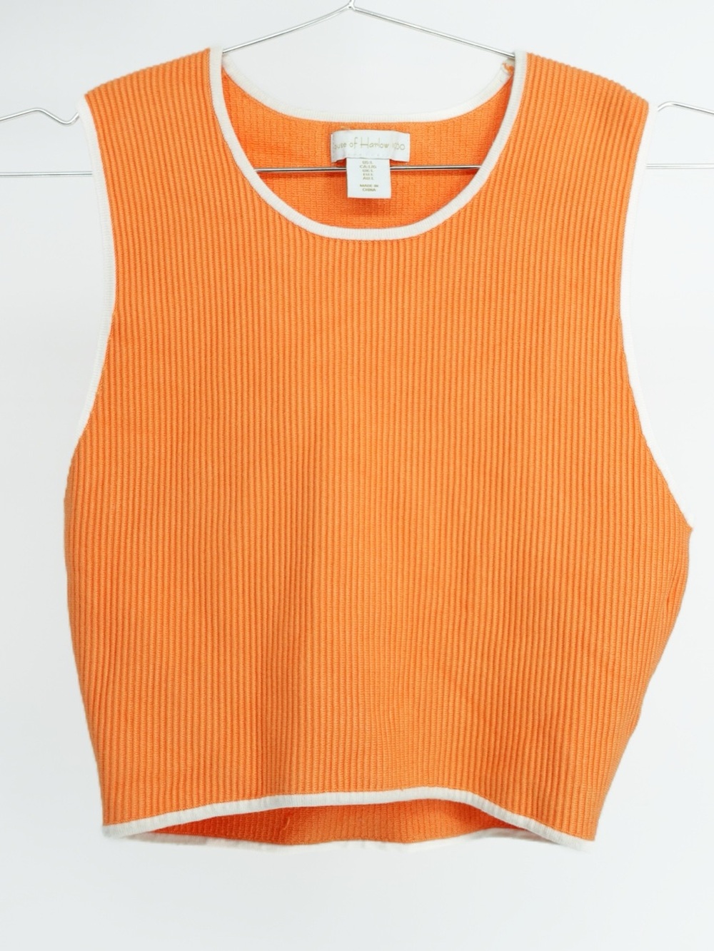 HOUSE OF HARLOW 1960 Orange Ribbed Contrast Tank Top L